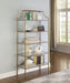 Serena 5-tier Tempered Glass Shelves Bookcase Matte Gold - Imperial Furniture (Las Vegas, NV) - Multi Location