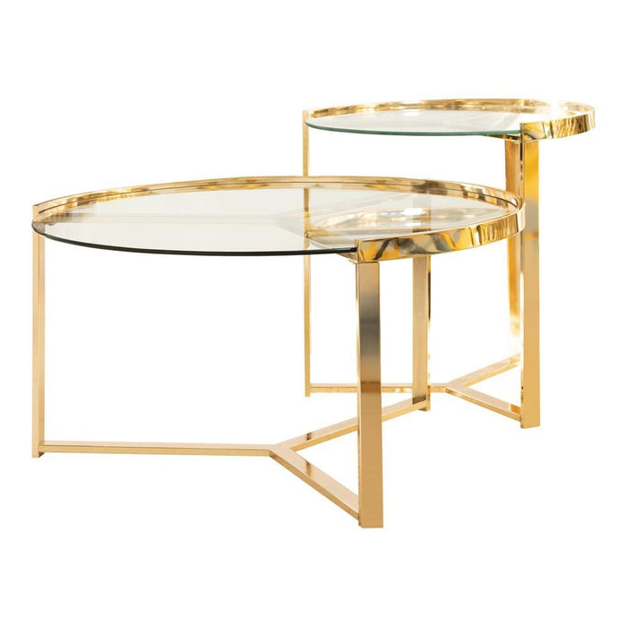 Delia 2-piece Round Nesting Table Clear and Gold - Imperial Furniture (Las Vegas, NV) - Multi Location