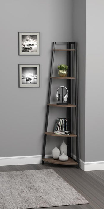Jacksonville 5-tier Corner Bookcase Aged Walnut - Imperial Furniture (Las Vegas, NV) - Multi Location