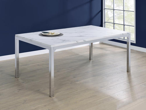 Athena Rectangle Dining Table with Marble Top Chrome - Imperial Furniture (Las Vegas, NV) - Multi Location