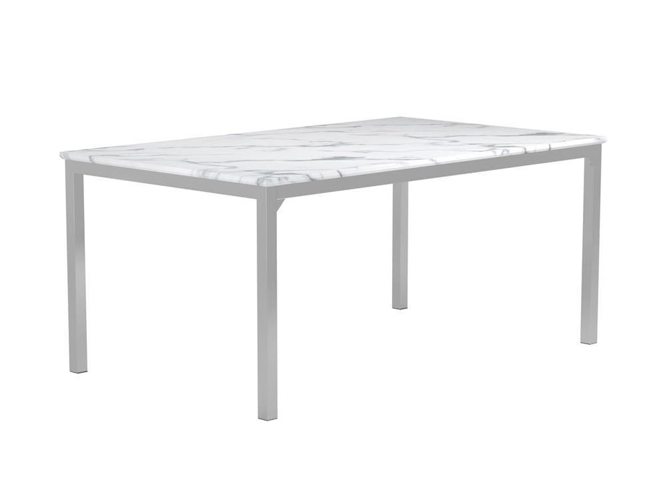 Athena Rectangle Dining Table with Marble Top Chrome - Imperial Furniture (Las Vegas, NV) - Multi Location