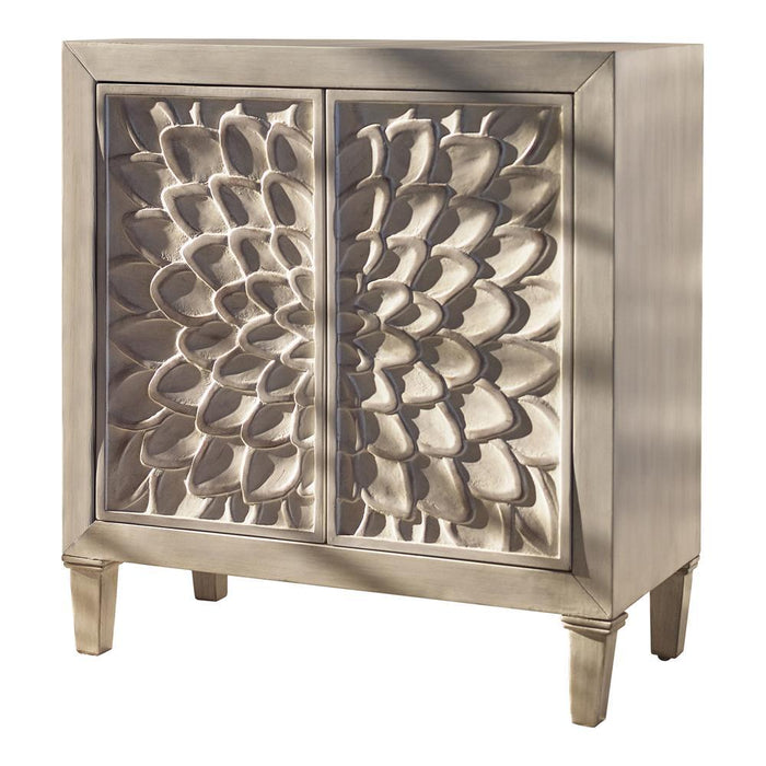 Clarkia Accent Cabinet with Floral Carved Door White - Imperial Furniture (Las Vegas, NV) - Multi Location