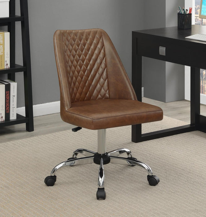 Althea Upholstered Tufted Back Office Chair Brown and Chrome - Imperial Furniture (Las Vegas, NV) - Multi Location