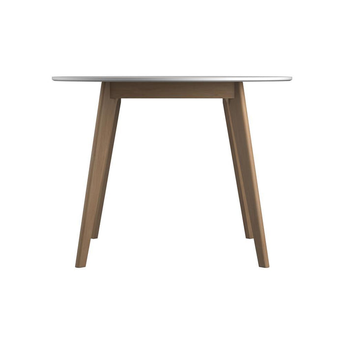 Breckenridge Round Dining Table Matte White and Natural Oak - Imperial Furniture (Las Vegas, NV) - Multi Location