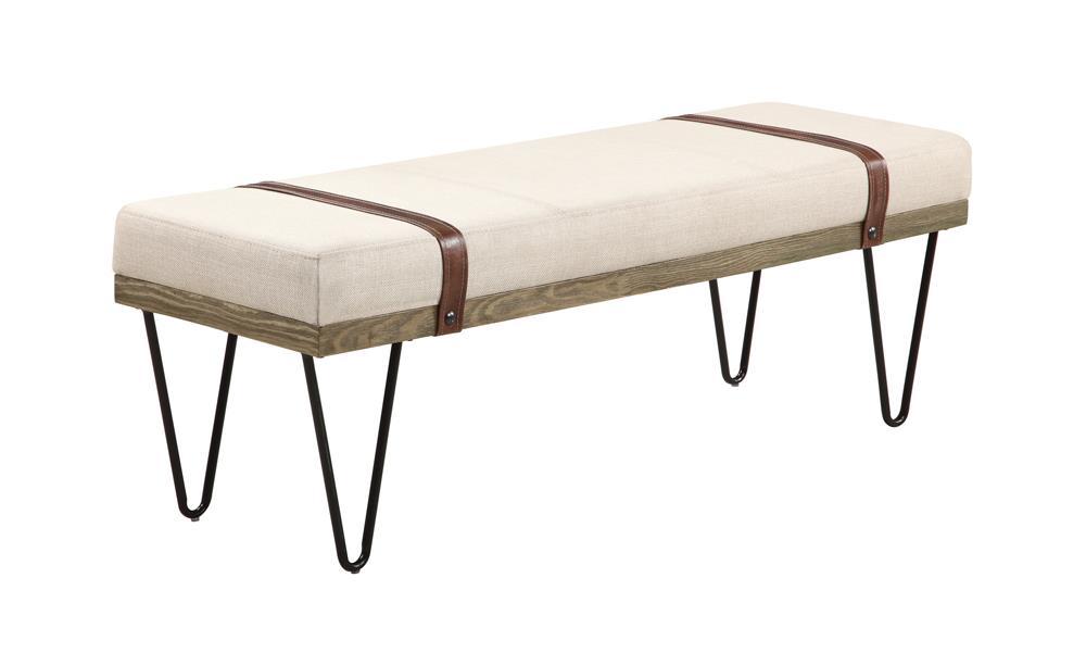 Austin Upholstered Bench Beige and Black - Imperial Furniture (Las Vegas, NV) - Multi Location
