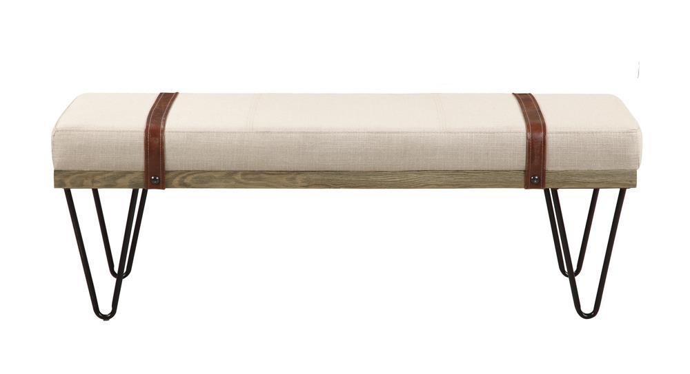 Austin Upholstered Bench Beige and Black - Imperial Furniture (Las Vegas, NV) - Multi Location