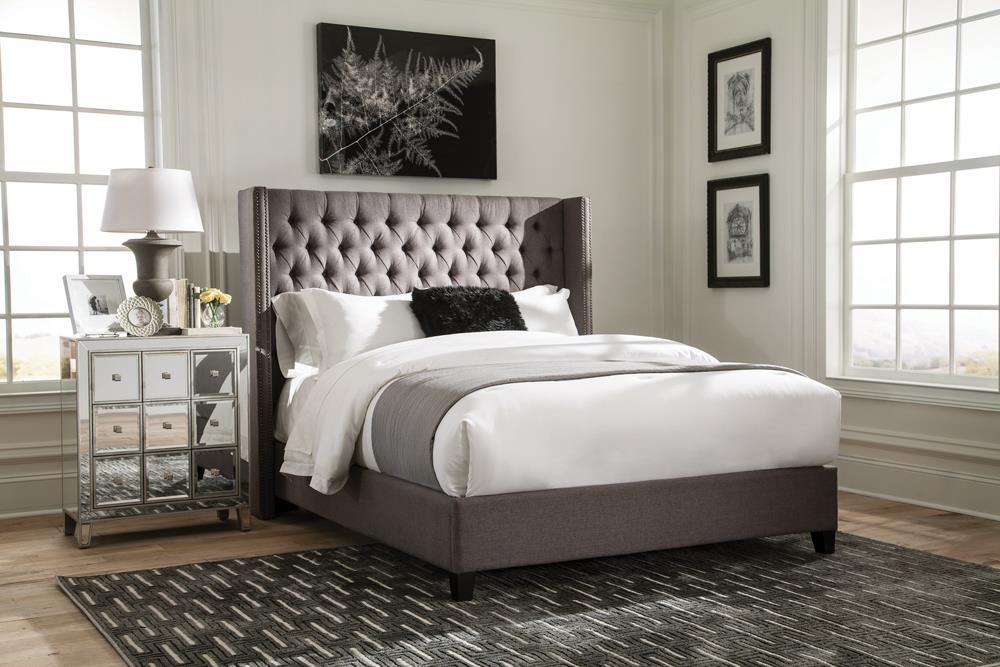 Bancroft Demi-wing Upholstered California King, E.King, Queen & Full Bed Grey - Imperial Furniture (Las Vegas, NV) - Multi Location