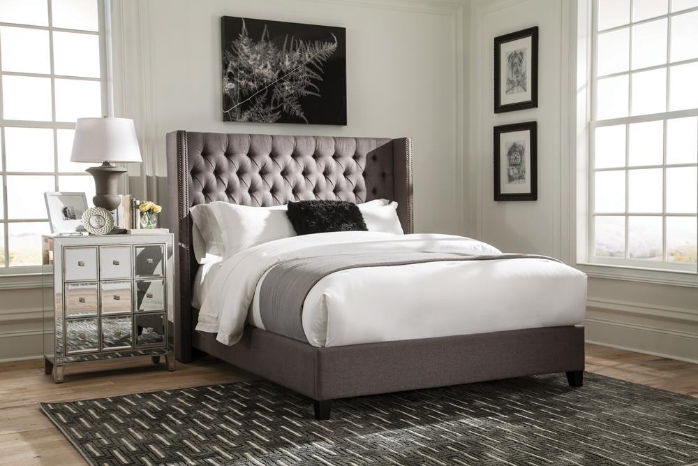 Bancroft Demi-wing Upholstered California King, E.King, Queen & Full Bed Grey - Imperial Furniture (Las Vegas, NV) - Multi Location