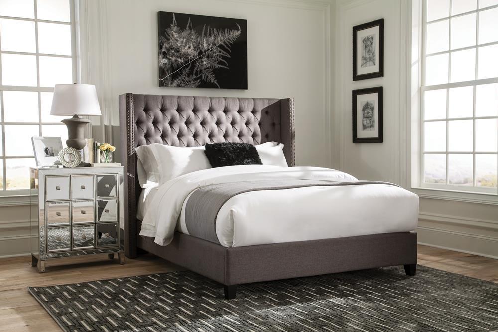 Bancroft Demi-wing Upholstered California King, E.King, Queen & Full Bed Grey - Imperial Furniture (Las Vegas, NV) - Multi Location
