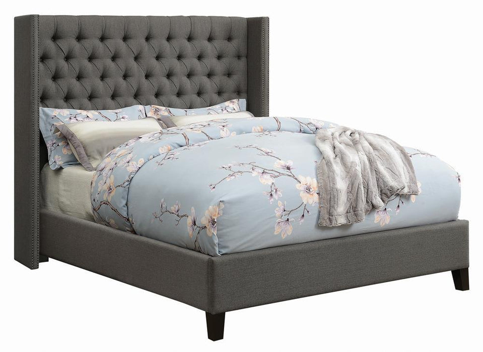 Bancroft Demi-wing Upholstered California King, E.King, Queen & Full Bed Grey - Imperial Furniture (Las Vegas, NV) - Multi Location