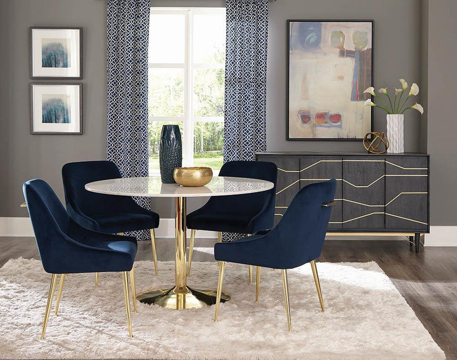 Kella Round Marble Top Dining Table White and Gold - Imperial Furniture (Las Vegas, NV) - Multi Location