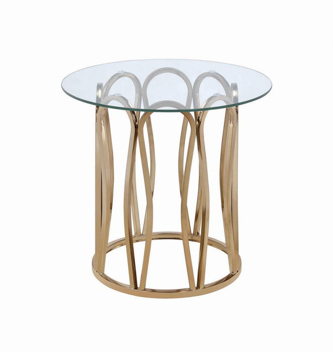 Monett Round End Table Chocolate Chrome and Clear - Imperial Furniture (Las Vegas, NV) - Multi Location