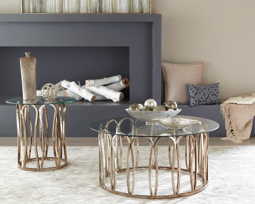 Monett Round End Table Chocolate Chrome and Clear - Imperial Furniture (Las Vegas, NV) - Multi Location