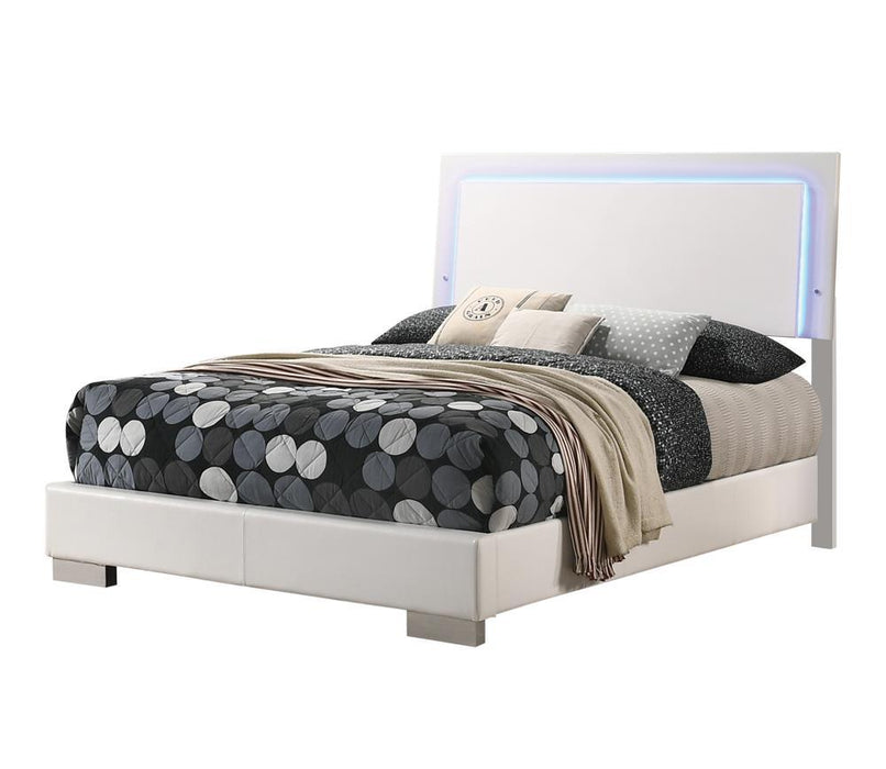 Felicity Full & Twin Panel Bed with LED Lighting Glossy White - Imperial Furniture (Las Vegas, NV) - Multi Location