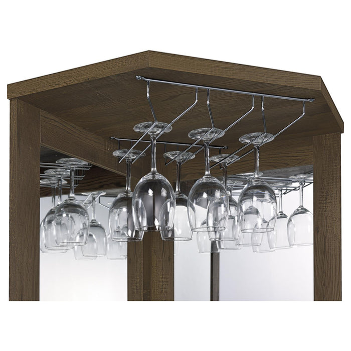 Alviso Corner Bar Cabinet with Stemware Rack Rustic Oak - Imperial Furniture (Las Vegas, NV) - Multi Location
