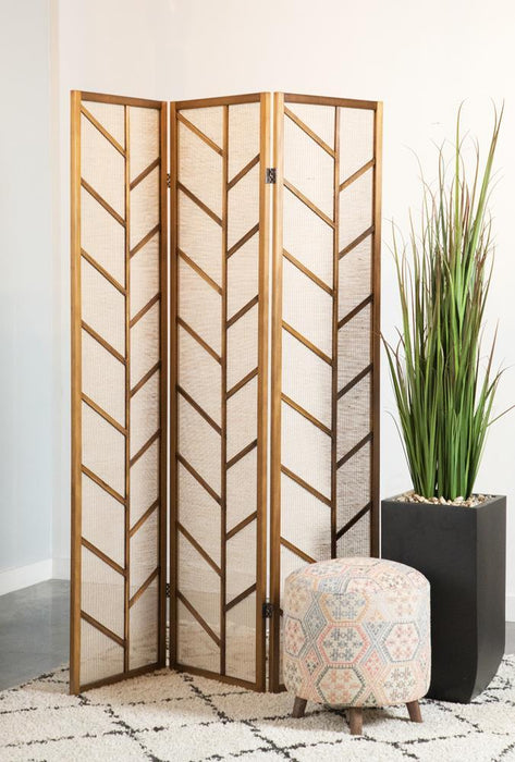 Mila Foldable 3-panel Screen Walnut and Linen - Imperial Furniture (Las Vegas, NV) - Multi Location