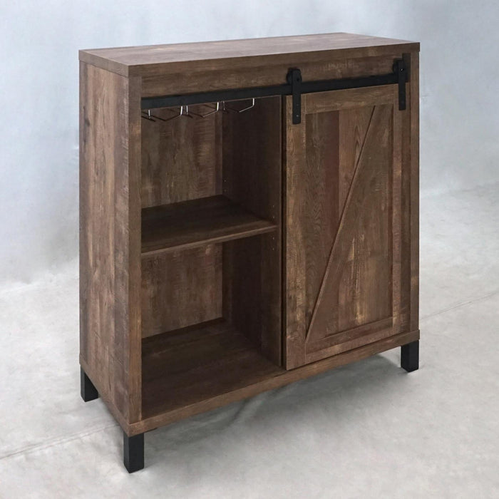 Arlington Bar Cabinet with Sliding Door Rustic Oak - Imperial Furniture (Las Vegas, NV) - Multi Location