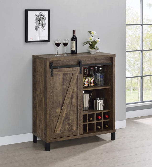 Arlington Bar Cabinet with Sliding Door Rustic Oak - Imperial Furniture (Las Vegas, NV) - Multi Location