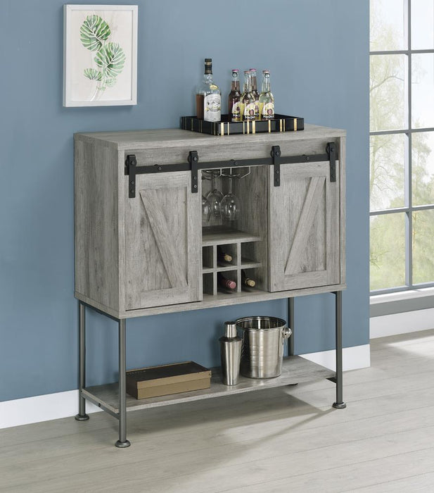 Claremont Sliding Door Bar Cabinet with Lower Shelf Grey Driftwood - Imperial Furniture (Las Vegas, NV) - Multi Location