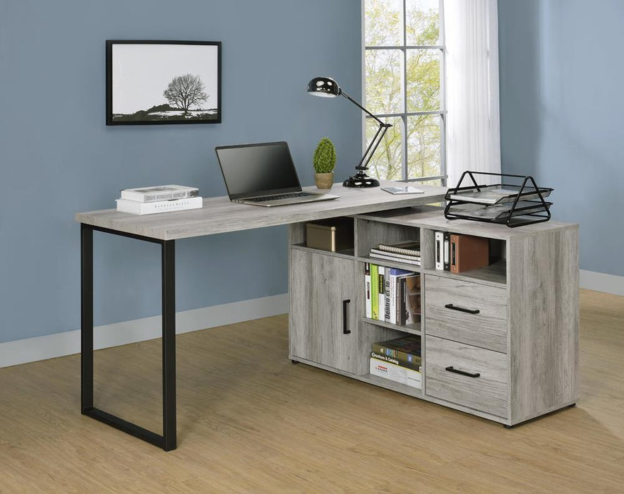 Hertford L-shape Office Desk with Storage Grey Driftwood - Imperial Furniture (Las Vegas, NV) - Multi Location