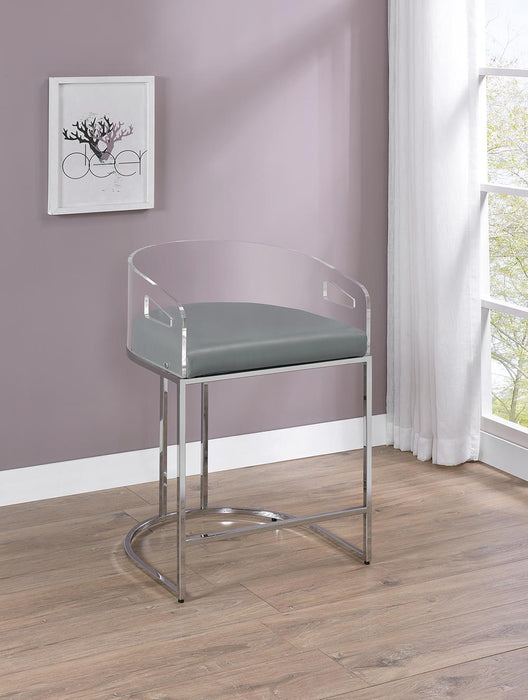 Thermosolis Acrylic Back Counter Height Stools Grey and Chrome (Set of 2) - Imperial Furniture (Las Vegas, NV) - Multi Location