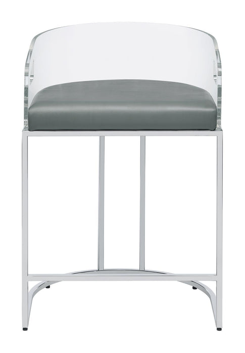 Thermosolis Acrylic Back Counter Height Stools Grey and Chrome (Set of 2) - Imperial Furniture (Las Vegas, NV) - Multi Location