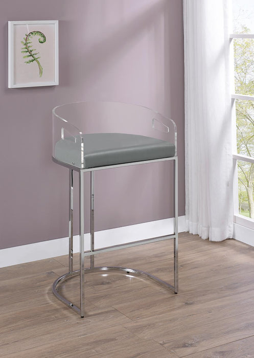 Thermosolis Acrylic Back Bar Stools Grey and Chrome (Set of 2) - Imperial Furniture (Las Vegas, NV) - Multi Location