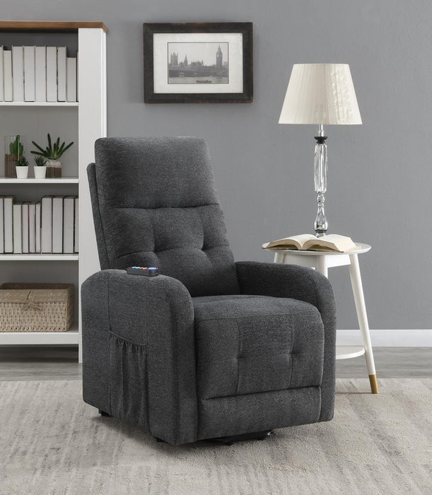 Howie Tufted Upholstered Power Lift Recliner Charcoal - Imperial Furniture (Las Vegas, NV) - Multi Location