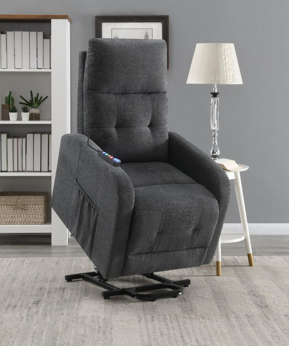 Howie Tufted Upholstered Power Lift Recliner Charcoal - Imperial Furniture (Las Vegas, NV) - Multi Location