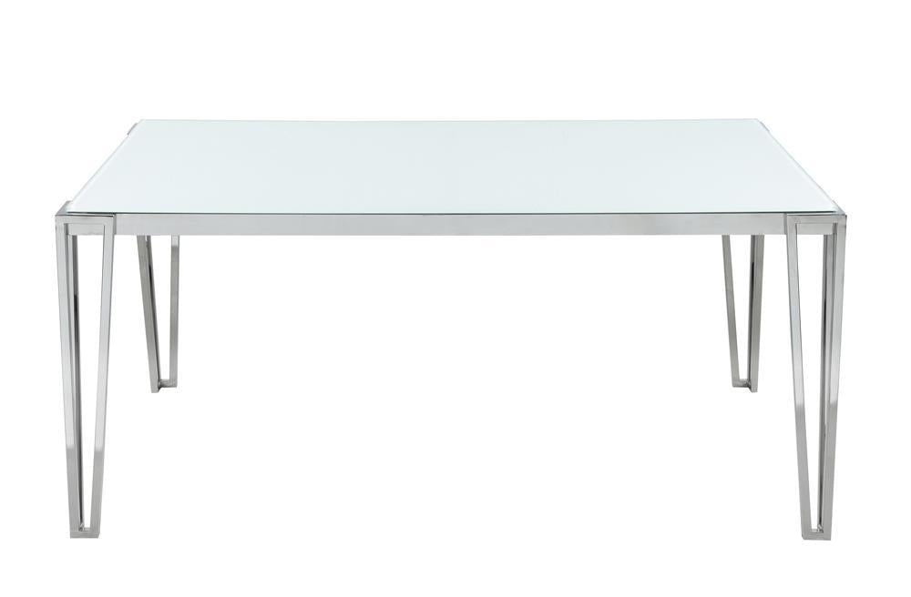 Pauline Rectangular Dining Table with Metal Leg White and Chrome - Imperial Furniture (Las Vegas, NV) - Multi Location