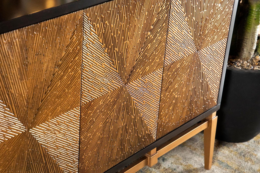 Zira Sunburst 4-door Accent Cabinet Brown and Antique Gold - Imperial Furniture (Las Vegas, NV) - Multi Location