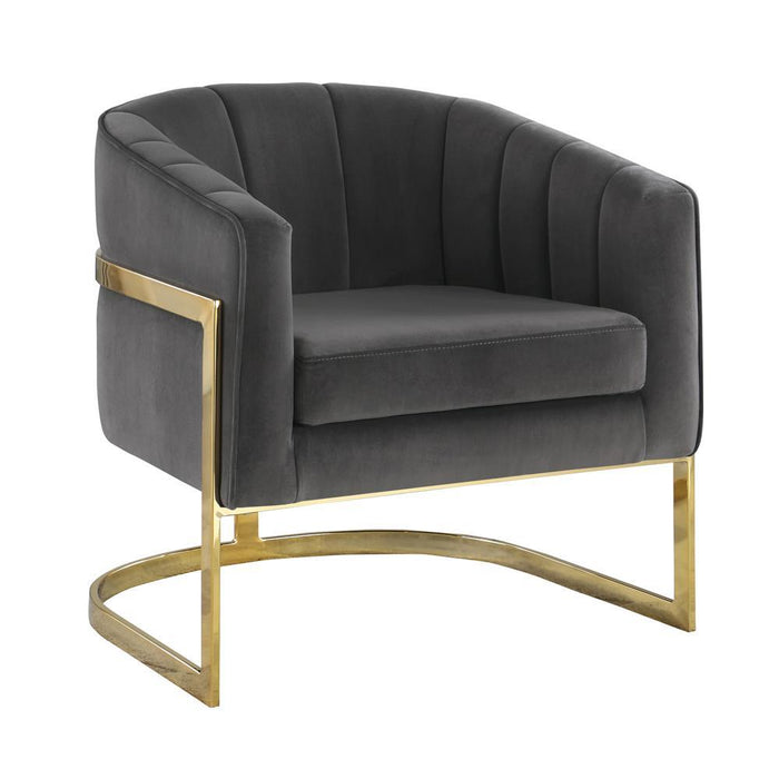 Joey Tufted Barrel Accent Chair Dark Grey and Gold - Imperial Furniture (Las Vegas, NV) - Multi Location