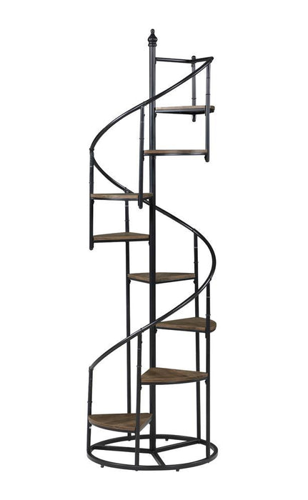 Roseglen 8-shelf Staircase Bookcase Rustic Brown and Black - Imperial Furniture (Las Vegas, NV) - Multi Location