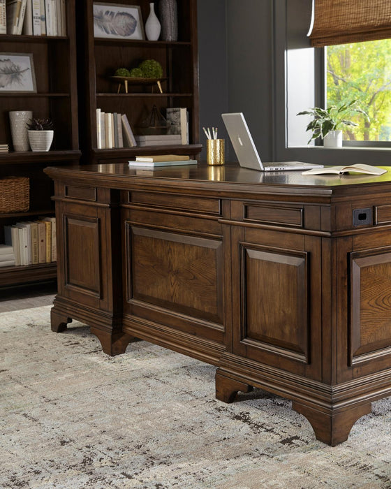 Hartshill Executive Desk with File Cabinets Burnished Oak - Imperial Furniture (Las Vegas, NV) - Multi Location