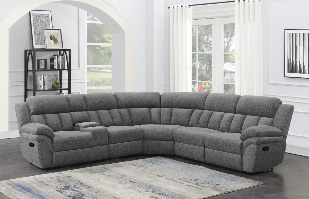 Bahrain 6-piece Upholstered Motion Sectional Charcoal - Imperial Furniture (Las Vegas, NV) - Multi Location