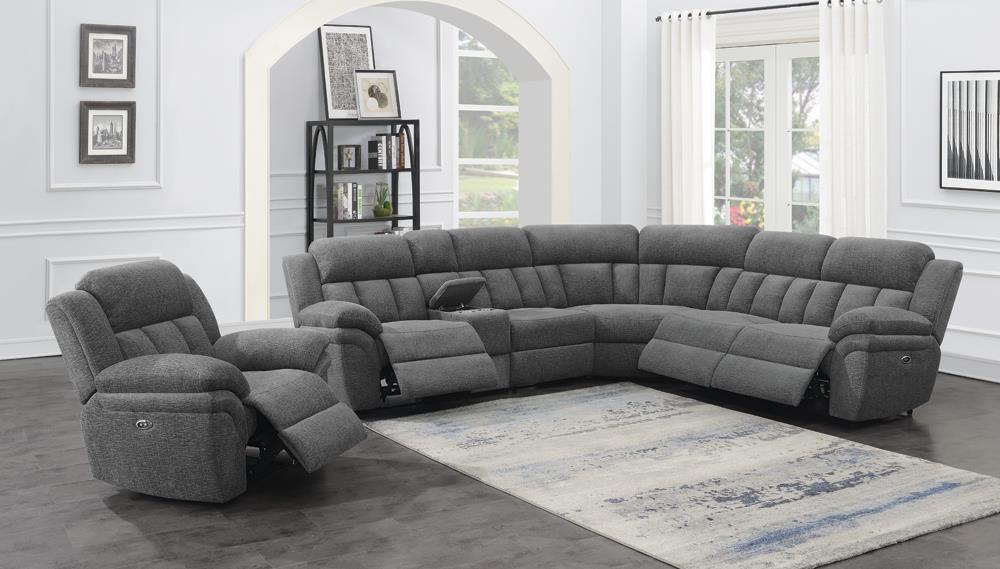 Bahrain 6-piece Upholstered Power Sectional Charcoal - Imperial Furniture (Las Vegas, NV) - Multi Location