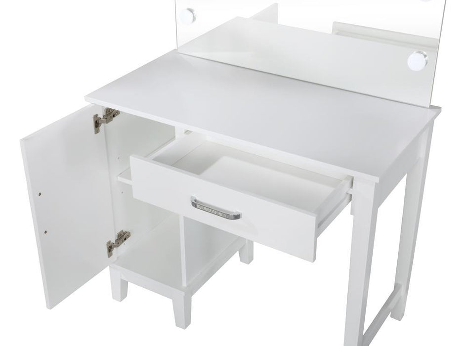 Elijah Vanity Set with LED Lights White and Dark Grey - Imperial Furniture (Las Vegas, NV) - Multi Location
