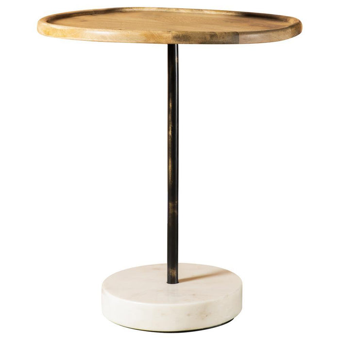 Ginevra Round Wooden Top Accent Table Natural and White - Imperial Furniture (Las Vegas, NV) - Multi Location
