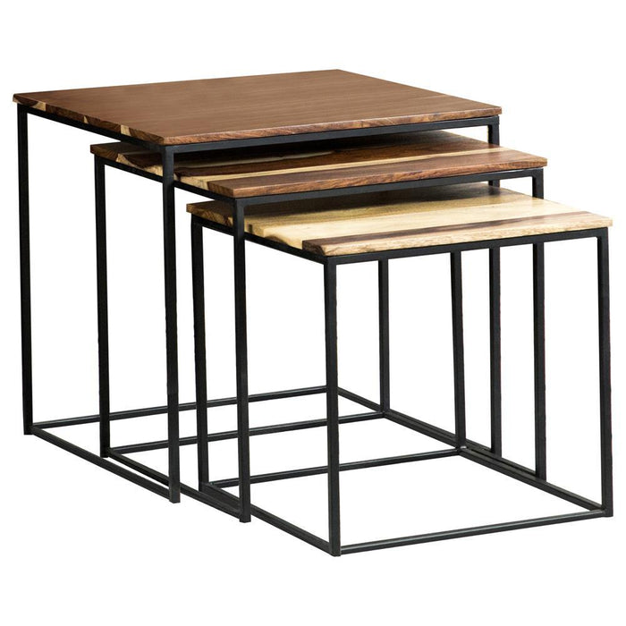 Belcourt 3-piece Square Nesting Tables Natural and Black - Imperial Furniture (Las Vegas, NV) - Multi Location