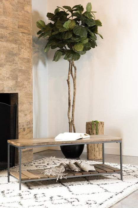 Gerbera Accent Bench with Slat Shelf Natural and Gunmetal - Imperial Furniture (Las Vegas, NV) - Multi Location