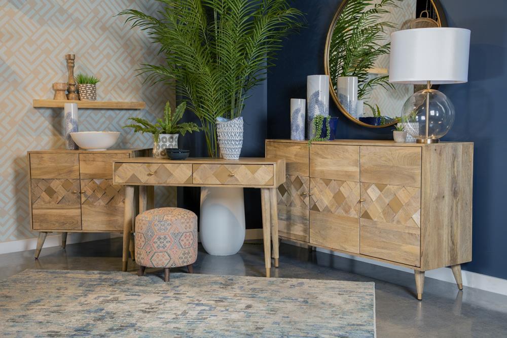 Alyssum Checkered Pattern 3-door Accent Cabinet Natural - Imperial Furniture (Las Vegas, NV) - Multi Location