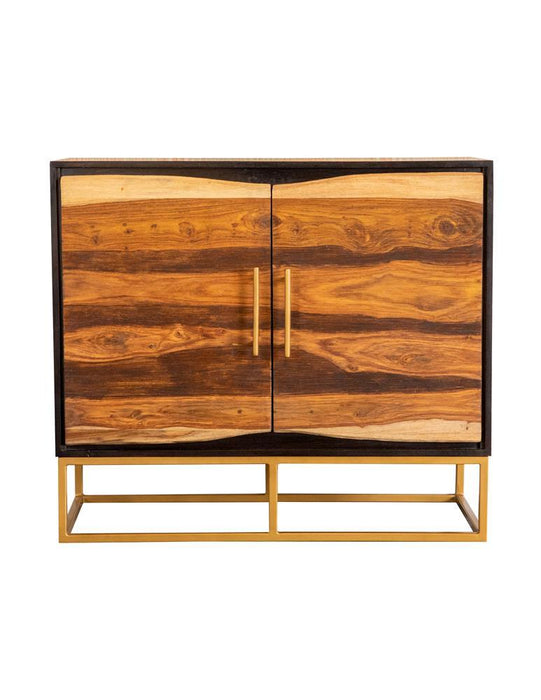 Zara 2-door Accent Cabinet Black Walnut and Gold - Imperial Furniture (Las Vegas, NV) - Multi Location