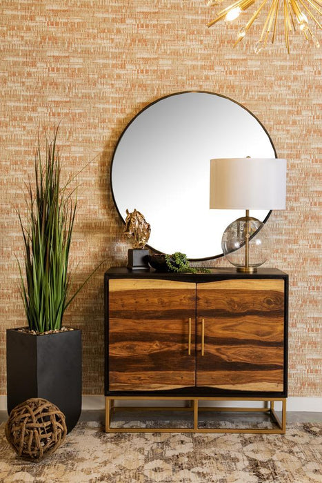 Zara 2-door Accent Cabinet Black Walnut and Gold - Imperial Furniture (Las Vegas, NV) - Multi Location