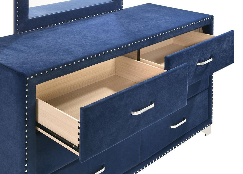 Melody 6-drawer Upholstered Dresser Pacific Blue - Imperial Furniture (Las Vegas, NV) - Multi Location