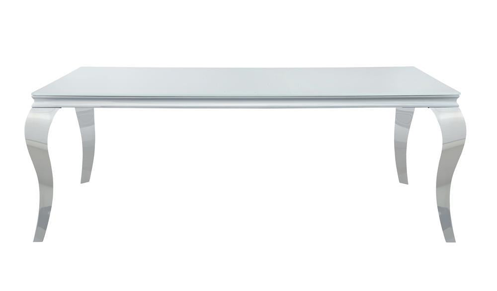 Carone Rectangular Glass Top Dining Table White and Chrome - Imperial Furniture (Las Vegas, NV) - Multi Location