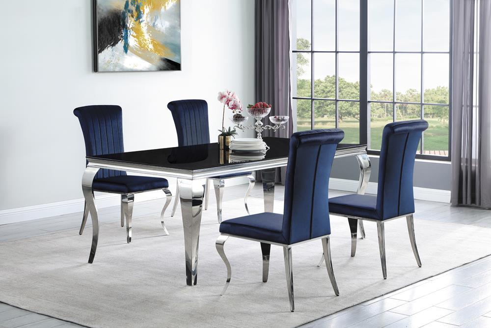 Carone Rectangular Glass Top Dining Table Black and Chrome - Imperial Furniture (Las Vegas, NV) - Multi Location