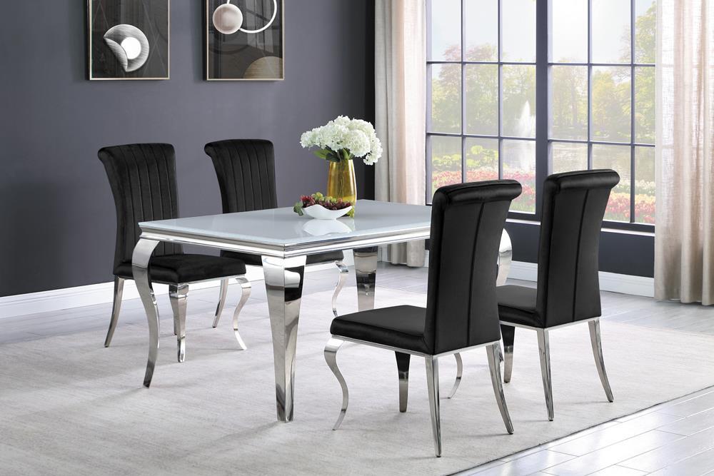 Carone Rectangular Glass Top Dining Table White and Chrome - Imperial Furniture (Las Vegas, NV) - Multi Location