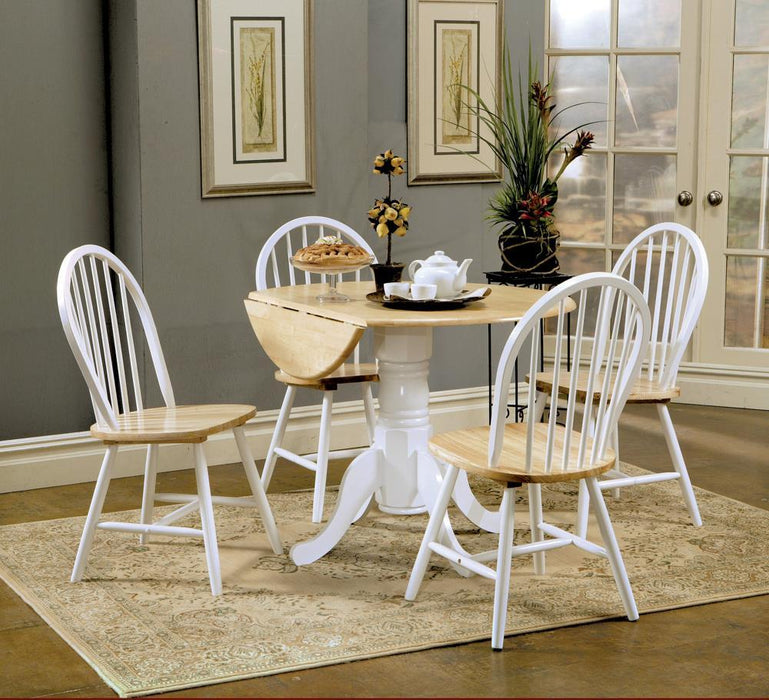 Allison Drop Leaf Round Dining Table Natural Brown and White - Imperial Furniture (Las Vegas, NV) - Multi Location