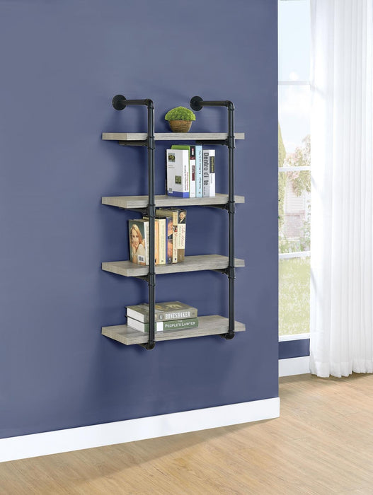 Elmcrest 24-inch Wall Shelf Black and Rustic Oak - Imperial Furniture (Las Vegas, NV) - Multi Location
