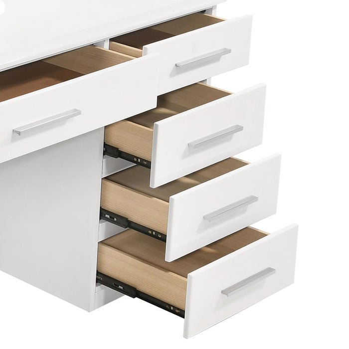 Felicity 9-drawer Vanity Desk with Lighted Mirror Glossy White - Imperial Furniture (Las Vegas, NV) - Multi Location
